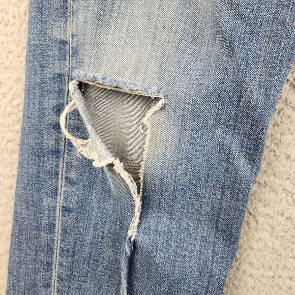 Levis 514 Jeans Mens 33x32 Blue Straight Slim Classic Cotton Blend Ripped Knee - Picture 10 of 12